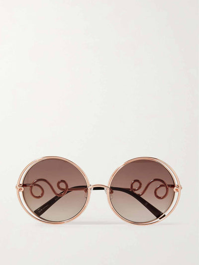 Linda Farrow Eyewear Round-frame rose gold-tone sunglasses at Collagerie