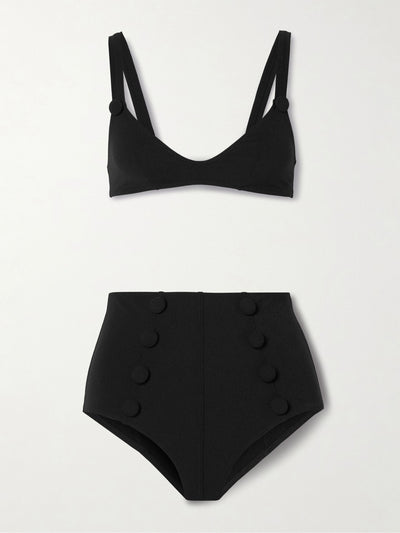 Lisa Marie Fernandez Magdalena button-embellished crepe bikini at Collagerie