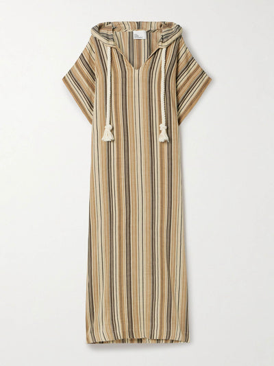 Lisa Marie Fernandez Hooded striped linen-blend kaftan at Collagerie