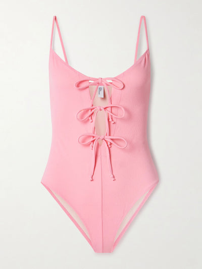 Lisa Marie Fernandez Tie-detailed crepe swimsuit at Collagerie