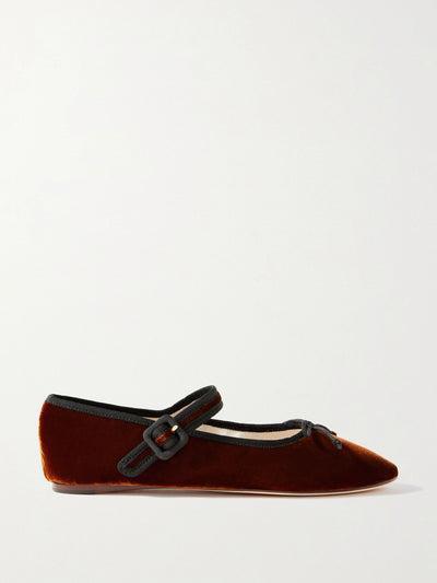 Loeffler Randall Chiara grosgrain-trimmed velvet Mary Jane ballet flats at Collagerie