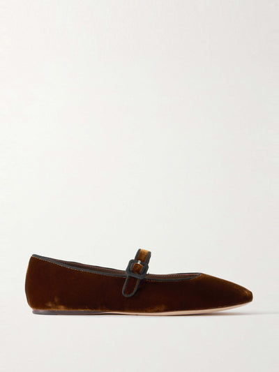 Loeffler Randall Ginger grosgrain-trimmed velvet Mary Jane ballet flats at Collagerie