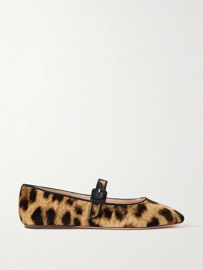 Loeffler Randall Ginger leopard-print velvet Mary Jane ballet flats at Collagerie