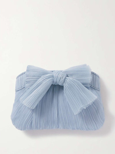 Loeffler Randall Rochelle bow-embellished plissé-organza clutch at Collagerie