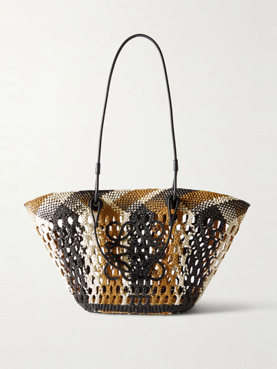 Loewe Paula's Ibiza Anagram leather-trimmed woven palm tote at Collagerie