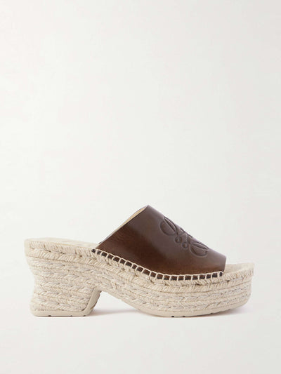 Loewe Paula's Ibiza Leather platform wedge sandals at Collagerie