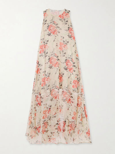 Loewe Asymmetric floral-print silk maxi dress at Collagerie