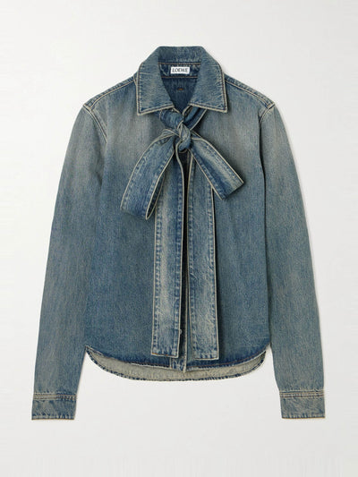 Loewe Bow-detailed denim shirt at Collagerie