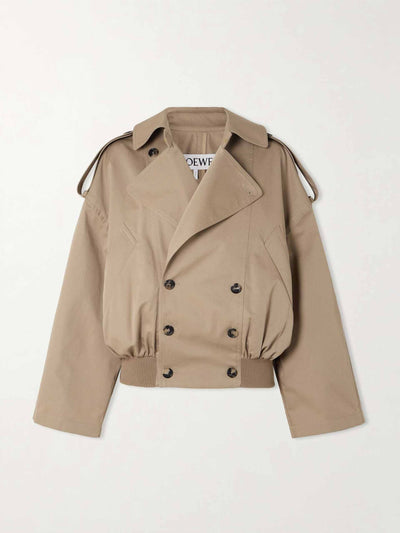 Loewe Cropped double-breasted cotton-gabardine jacket at Collagerie