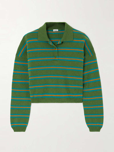 Loewe Cropped striped wool polo shirt at Collagerie