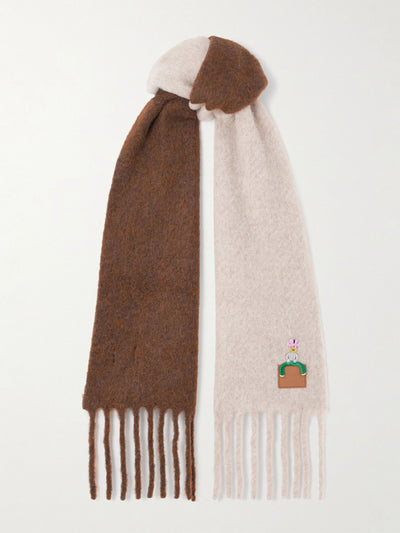 Loewe Crystal-embellished embroidered appliquéd fringed alpaca-blend scarf at Collagerie