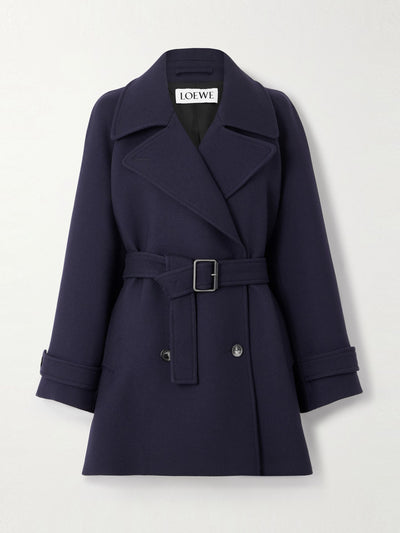 Loewe Double-breasted belted wool and silk-blend twill jacket at Collagerie
