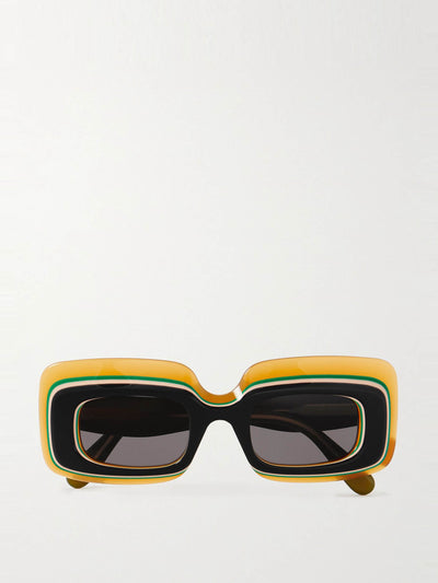 Loewe Eyewear X Paula's Ibiza Layered rectangle-frame acetate sunglasses at Collagerie