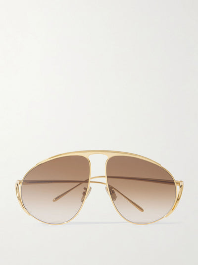 Loewe Eyewear Aviator-style gold-tone sunglasses at Collagerie