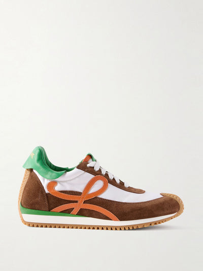 Loewe Flow Runner leather-trimmed shell and brushed-suede sneakers at Collagerie