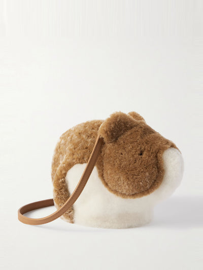 Loewe Hamster leather-trimmed shearling shoulder bag at Collagerie