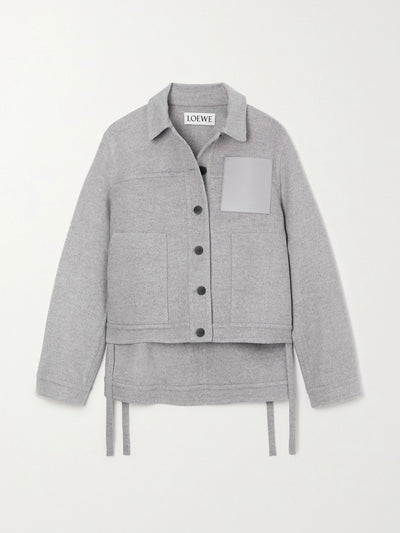 Loewe Leather-trimmed wool and cashmere-blend jacket at Collagerie