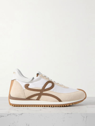 Loewe Flow Runner leather-trimmed shell and suede sneakers at Collagerie