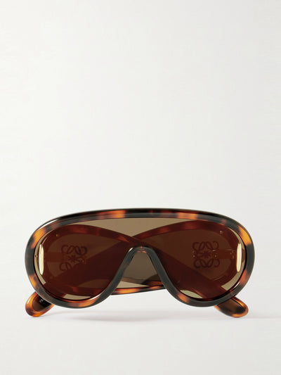 Loewe Eyewear Wave Mask oversized aviator-style tortoiseshell acetate sunglasses at Collagerie