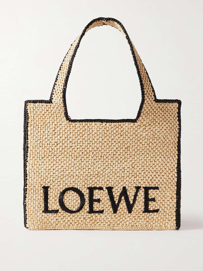 Loewe Paula'S Ibiza Embroidered two tone raffia tote bag at Collagerie