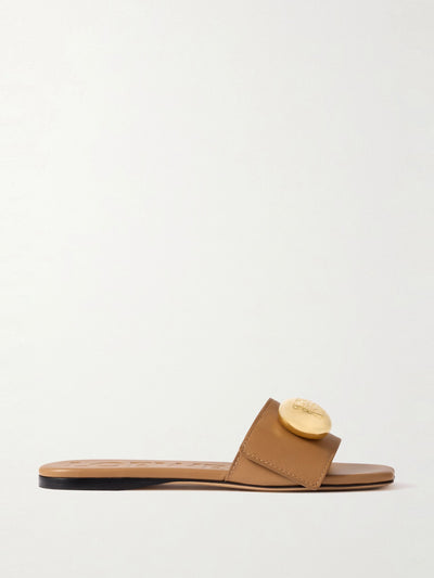 Loewe Pebble embellished leather slides at Collagerie