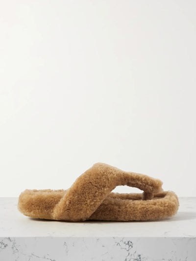 Loewe Shearling beige sandals at Collagerie