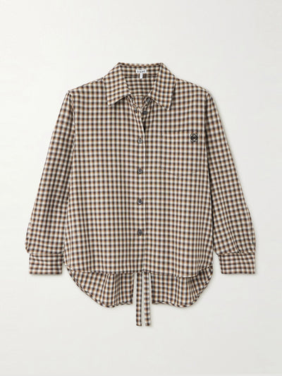 Loewe Trapeze embroidered checked cotton-poplin shirt at Collagerie