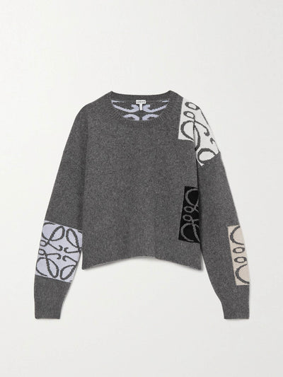 Loewe Grey wool-jacquard sweater at Collagerie