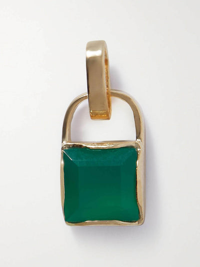 Loren Stewart Gemstone Padlock 14kt recycled gold onyx pendant at Collagerie