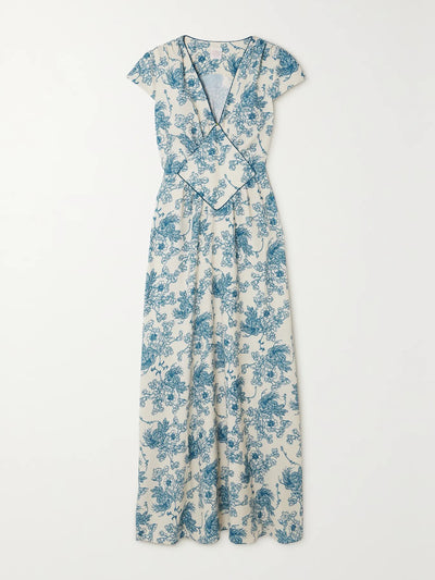 Loretta Caponi Diva gathered floral-print crepe midi dress at Collagerie