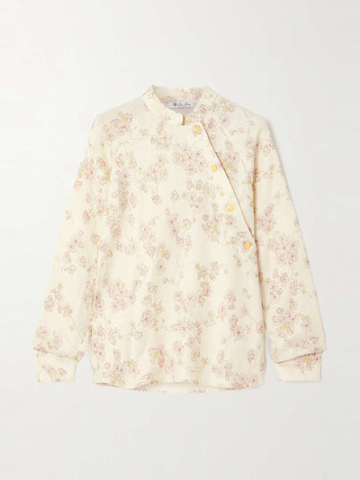 Loro Piana Klara floral-print linen and cotton-blend twill blouse at Collagerie