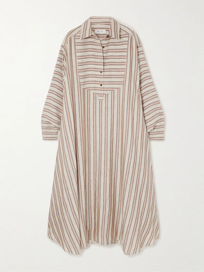 Loro Piana Striped printed linen and silk-blend kaftan at Collagerie