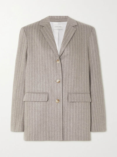 Loulou Studio Beige striped wool and cashmere-blend blazer at Collagerie