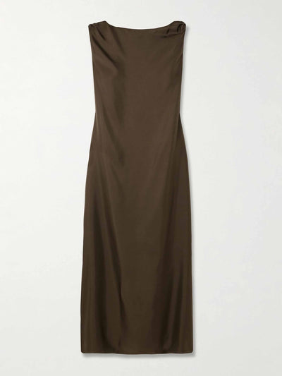 Loulou De Saison Moun knotted draped silk-twill midi dress at Collagerie