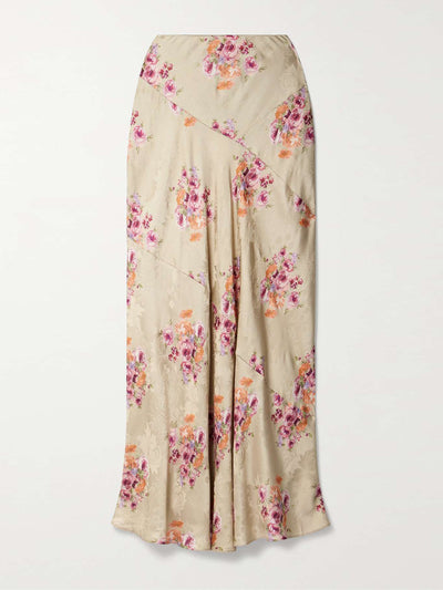Loveshackfancy Booker floral-print satin-jacquard maxi skirt at Collagerie