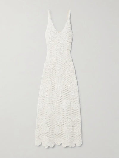 Loveshackfancy Rohesia appliquéd crochet cotton maxi dress at Collagerie