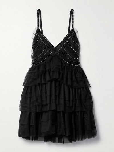 Loveshackfancy Jude embellished ruffled tulle mini dress at Collagerie