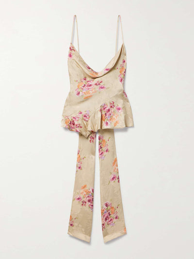 Loveshackfancy Valetta ruffled floral-print satin-jacquard camisole at Collagerie