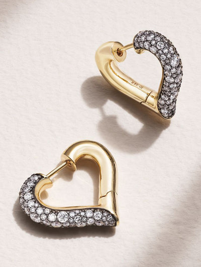 Lucy Delius Chubby Love rhodium-plated 14kt recycled gold diamond hoop earrings at Collagerie