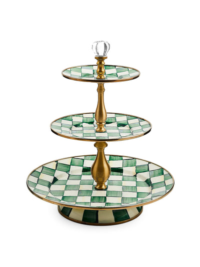 MacKenzie-Childs Emerald check three-tier sweet stand at Collagerie