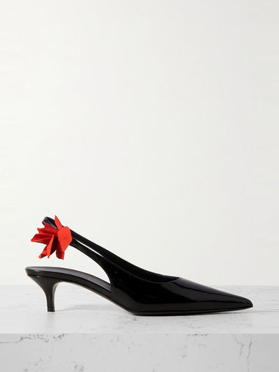 Magda Butrym Appliquéd patent-leather slingback pumps at Collagerie