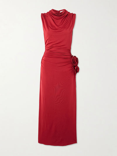 Magda Butrym Appliquéd draped stretch-jersey midi dress at Collagerie