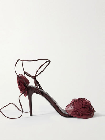 Magda Butrym Appliquéd tulle-trimmed leather sandals at Collagerie