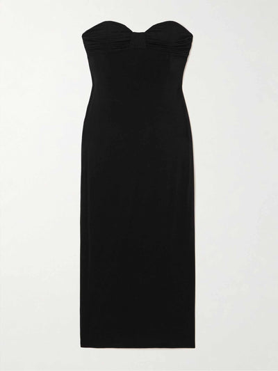 Magda Butrym Strapless gathered jersey midi dress at Collagerie