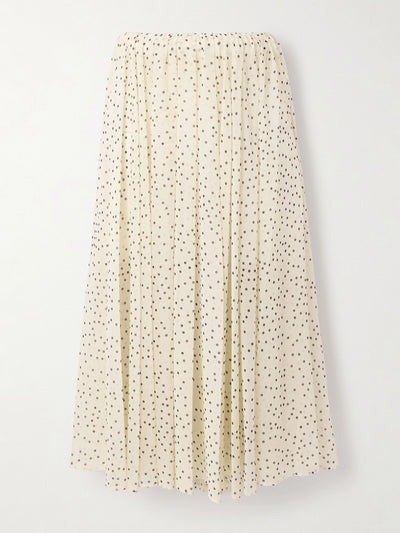 Magda Butrym Pleated polka-dot silk-blend chiffon midi skirt at Collagerie