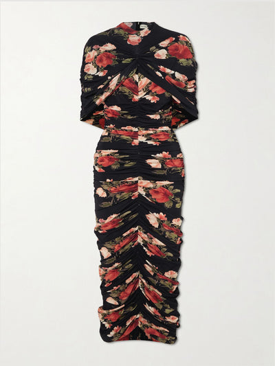 Magda Butrym Ruched layered floral-print jersey maxi dress at Collagerie