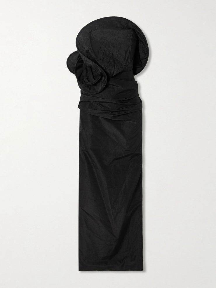 Strapless ruched silk-taffeta maxi dress – Collagerie