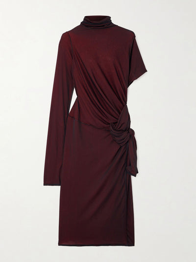 Maison Margiela Asymmetric knotted jersey midi dress at Collagerie