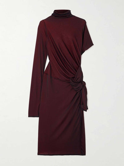Maison Margiela Asymmetric knotted jersey midi dress at Collagerie