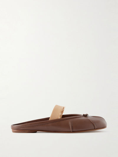 Maison Margiela Tabi frayed split-toe leather ballet flats at Collagerie